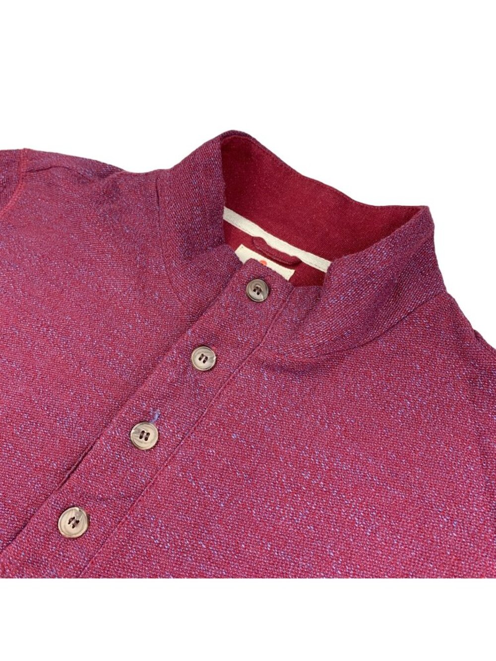 Marine Layer Men’s 1/4 Button Mock Neck Pullover Sweater Burgundy/Blue • Large